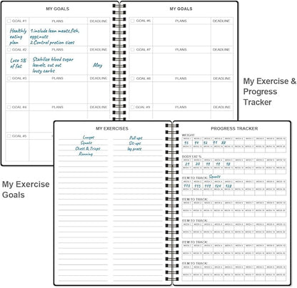 Fitness Journal for Women & Men,A5 Workout Journal/Planner Daily Exercise Log Book to Weight Loss, Gym, Muscle Gain, Bodybuilding Progress, 5.8"x8.3", Black