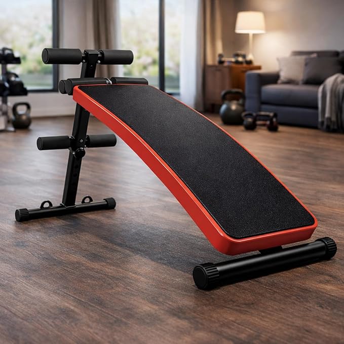 Adjustable Decline Sit-Up Bench for Home Gym, Foldable Ab Bench with Extended Back Support, Multi-Angle Workout Bench for Core Training, Sit Ups & Decline Press, Heavy Duty Steel Frame