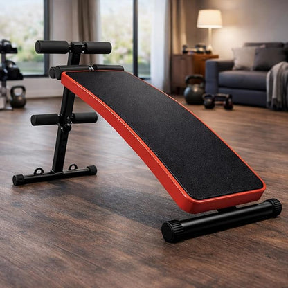 Adjustable Decline Sit-Up Bench for Home Gym, Foldable Ab Bench with Extended Back Support, Multi-Angle Workout Bench for Core Training, Sit Ups & Decline Press, Heavy Duty Steel Frame