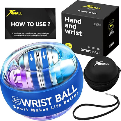XMALL Torque Ball Hand Exerciser, Grip Strength Trainer, Auto-Start Colorful Lighting, Forearm Strengthener, Hand Strengthening Devices, Wrist Power Gyro Ball, Wrist Strengthener, Finger Exerciser