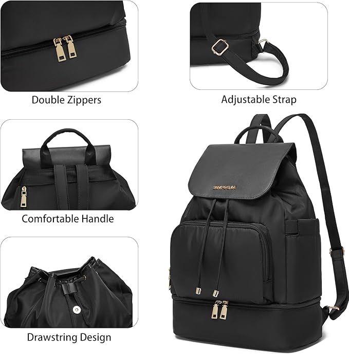 seyfocnia Gym Backpack for Women, Gym Bag with Shoe Compartment Lightweight Travel Workout Sports Backpack Womens Black