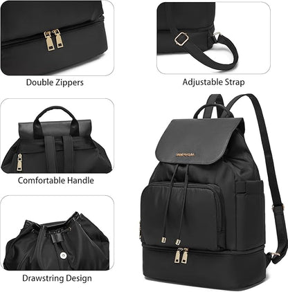 seyfocnia Gym Backpack for Women, Gym Bag with Shoe Compartment Lightweight Travel Workout Sports Backpack Womens Black