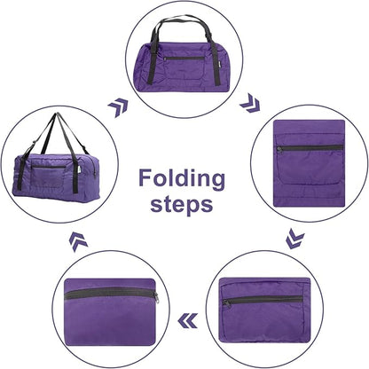 HOLYLUCK Foldable Travel Duffel Bag For Women & Men Luggage Great for Gym (Purple)