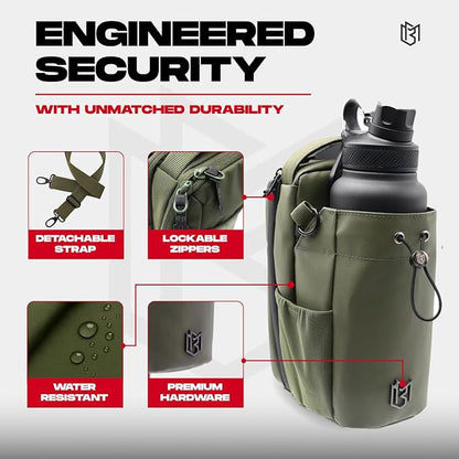Magnetic Bottle Bag Sling Bag for Men and Women | Gym Bag for Gym, Travel, Work, and Sports | Keep Your Items off the Dirty Gym Floor With Magnetic Attachment (Green)