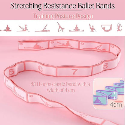 Multi-Loop Stretch Band - Yoga, Pilates, Ballet, and Physical Therapy Stretching Strap for Flexibility, Leg Stretching, and Exercise - Durable Stretching Equipment for Dance and Fitness