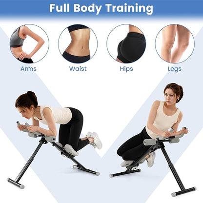 GYMAX Ab Workout Equipment, Adjustable Ab Machine for Whole Body Home Exercise with LCD Monitor, Big Knee Pads & Foam Cover, Core Ab Stomach Trainer for Home Gym Strength Training