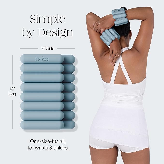 Bala Bangles Wrist & Ankle Weights for Women & Men - Adjustable Weighted Bands - Soft Silicone Arm & Leg Weights for Pilates, Yoga, Walking, Barre, Home Workout & Strength Training Exercise