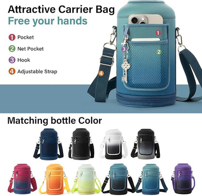 1 Gallon Insulated Water Bottle | Upgraded Thickened Stainless Steel Metal Portable Sports Large Water Jug for Gym and Hiking with Carrier Bag, Handle Strap | BPA-Free 128 oz