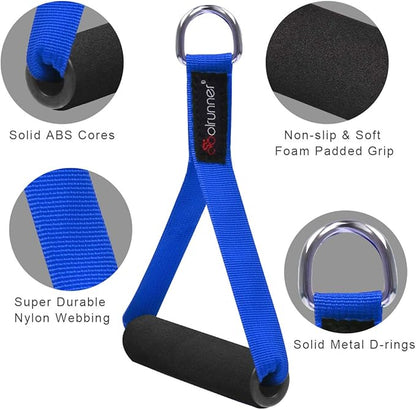 Coolrunner 2 Pair Resistance Band Handles Grips Fitness Strap Wide Design Heavy Duty Cable Handles with Solid ABS Cores, Heavy Gauge Welded D-Rings (4-Piece Set)
