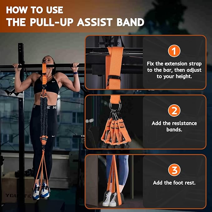 Resistance Bands Set for Pull Up Bar, Exercise Bands with Handles, Home Gym Workout Equipment, Pilates Fitness Resistance Bands, Lifting Straps for Pull Ups, Doorway Pull Up Bar Accessory