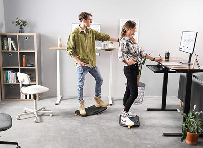 FEZIBO Standing Desk Mat with Anti Fatigue Bar, Wooden Wobble Balance Board with Ergonomic Design Comfort Floor Mat