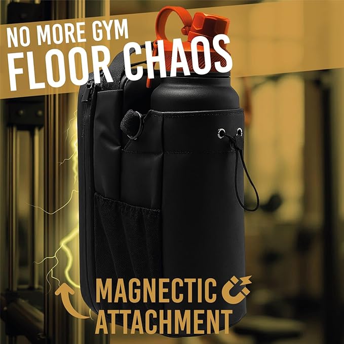 Magnetic Gym Bag – Compact Crossbody Fitness Pouch with Water Bottle Holder – Small Gym Bag for Men & Women – Secure Magnetic Storage & Travel-Friendly Design