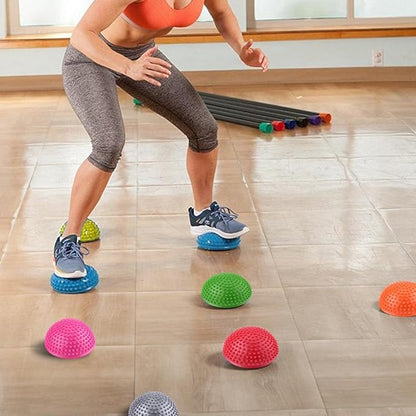 VGEBY1 PVC Semi-Circular Durian Ball Inflatable Half Yoga Balls Massage Point Fitball Exercises Trainer Fitness Balance Ball(Yellow)