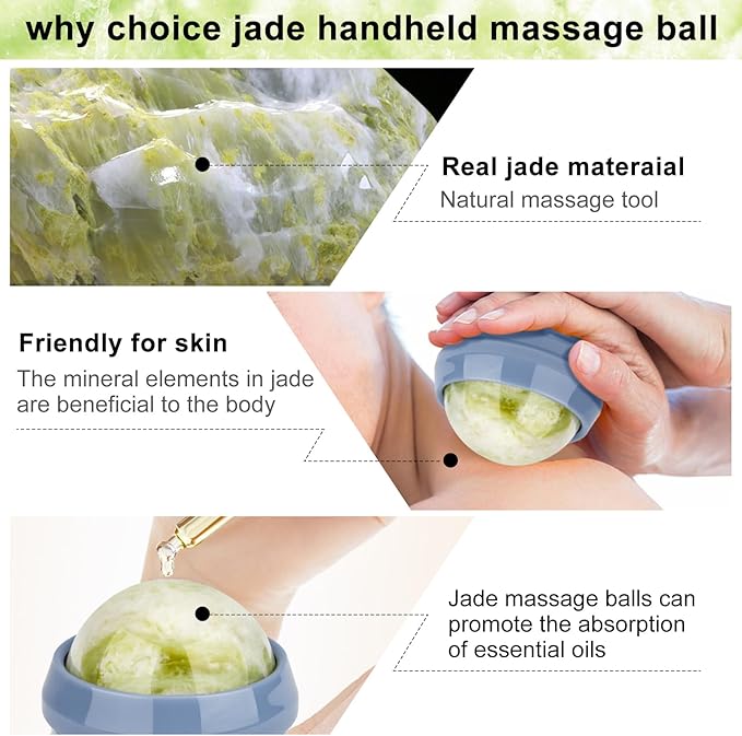 ideayard Massage Stone Jade Ball for Full Body Massage Lacrosse Ball Massager, Back Massage Tool, Self Massage Ball for Sore Muscle