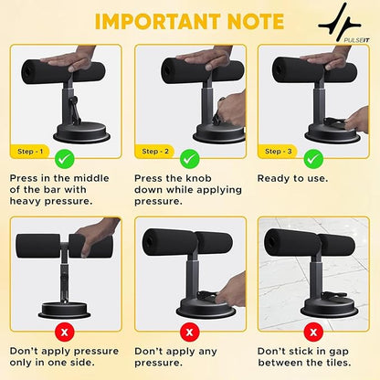 Sit-Up Bar with Strong Suction Base & Padded Foam Handle | Adjustable Height Core Trainer for Abs, Sit-ups, Push-Ups & Leg Workouts | Portable Home Gym Equipment for Men & Women