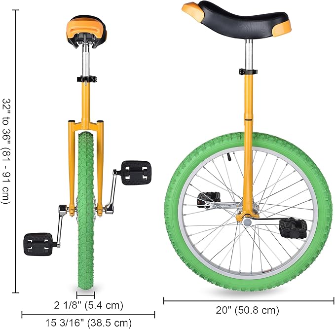 AW 16/18/20/24 Inch Wheel Outdoor Unicycle Adjustable Seat Exercise Bicycle Fit Adults Kids Outdoor Sports Fitness Exercise, for Choice