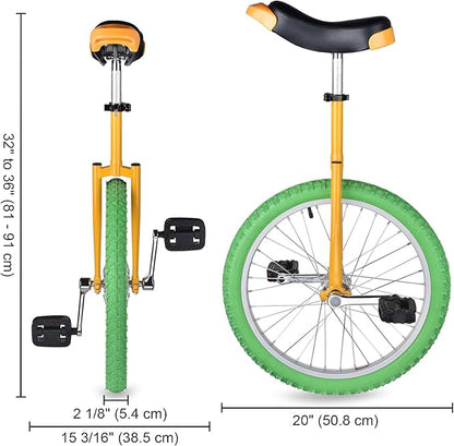 AW 16/18/20/24 Inch Wheel Outdoor Unicycle Adjustable Seat Exercise Bicycle Fit Adults Kids Outdoor Sports Fitness Exercise, for Choice