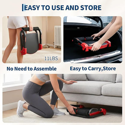 Ab Trainer Machine, Ab Workout Equipment with 4 Adjustable Resistance, Portable Adjustable Sit Up Machine, 264 LBS Weight Capacity for Home/Office