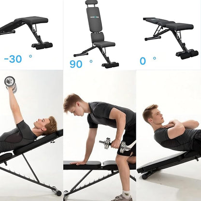 BARWING Adjustable Foldable Portable Weight Bench for Home Gym,700-800LBS Flat Incline Decline Workout Bench for Full Body Workout Easy Assembly for Home Gym
