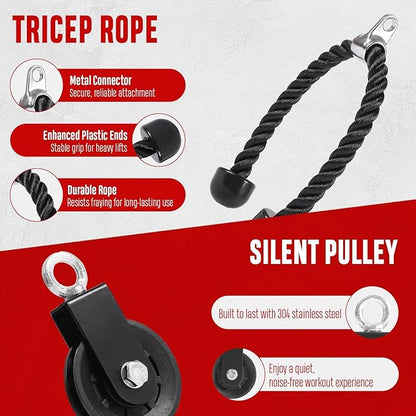 FitBeast Pulley System Gym, Cable Weight Pulley System for Gym LAT Pulldown, Biceps Curl Workout, Ideal Home Gym Equipment for Forearm, Shoulder, Strength Training