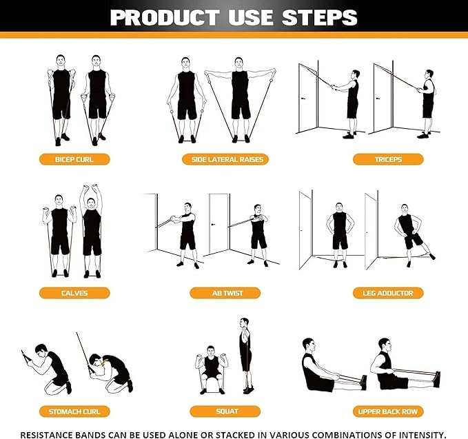 Alpine Swiss Exercise Resistance Bands Set with Handles, Door Anchor, Ankle Straps and Carry Bag for Men and Women