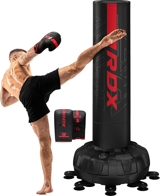 RDX XXL 330LBS Freestanding Punching Bag with Cover & Gloves – 72” Adult Heavy Pedestal Punch Bag Set - 17 Suction Cup 8 Extended Legs Stand Base - Kick Boxing MMA Home Gym Fitness