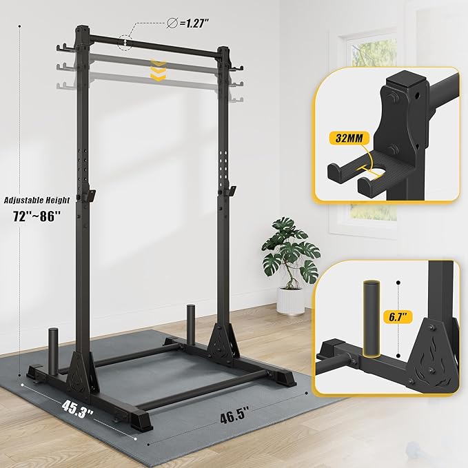 Pull Up Station, Strength Training Workout Pull Up Bar Free Standing for Home Gym, Adjustable Heavy Duty Pullup Bar Station Outdoor/Indoor, 600LBS Weight Capacity
