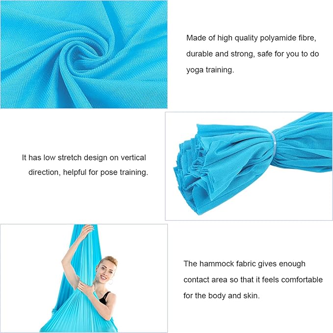 2.8x1m 9.2x3.3 ft Durable Elastic Aerial Yoga Hammock Swing, Fitness Training Accessory, Medium Yoga Swing and Hammock Kit for Yoga Inversion, Flexibility, and Core Strength