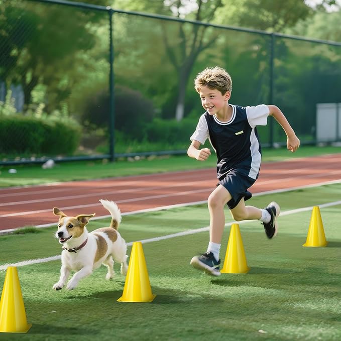 24pcs Cones 9 Inch Soccer Cones and Plastic Traffic Cones, Durable Cones for Sports Training, Ideal for Soccer, Basketball, Football, Skating, and Agility Drills Practice