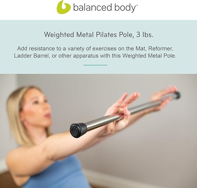 Balanced Body Weighted Metal Pole, Weighted Bar for Home or Studio Workouts, Exercise Equipment for Home Fitness or Gym Use