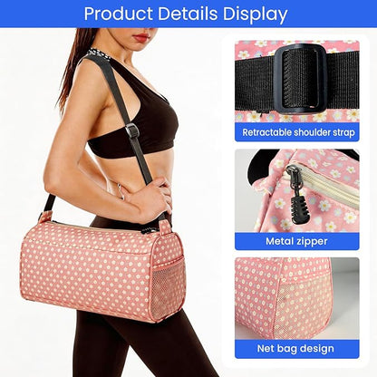 C&F BOGMOST Small Gym Bag for Women & Men,Small Lightweight Duffel Bag Carry On Bags Mini Duffel Travel Bag Waterproof Sports Bags for Workout/Sport/Trave,Pink Flowers