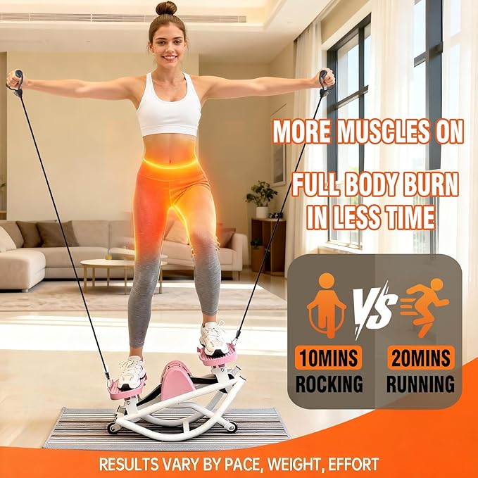 Rock Stepper for Exercise at Home, Lateral Rocking Stepper with Digital Counter & Resistance Bands, 250LBS Weight Capacity & Low Impact, Ski Machine Full Body Workout Equipment