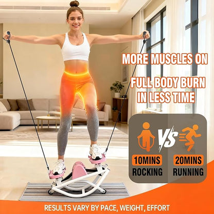 Rock Stepper for Exercise at Home, Lateral Rocking Stepper with Digital Counter & Resistance Bands, 250LBS Weight Capacity & Low Impact, Ski Machine Full Body Workout Equipment
