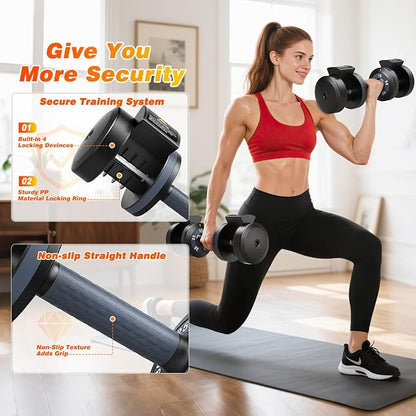 XDDIAS Adjustable Dumbbell Set of 2, 25/55/80/90LB Dumbbell Set- 1-Hand Fast Adjustment with Anti-Slip Handle, Compact Free Weights Dumbbells Set for Men/Women Home Gym Strength Training Equipment