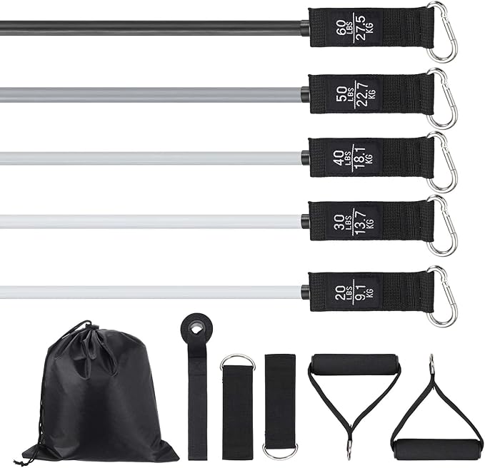 Resistance Bands Set, Exercise Bands for Working Out with Door Anchor/Handle/Ankle Strap/Pouch