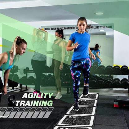 Rubber Agility Ladder 15 ft Non-Slip Rubber Speed Agility Training Ladder Pad for Soccer Football Footwork Training Equipment for Fitness Boxing Sports Quick Exercise Gym Workout