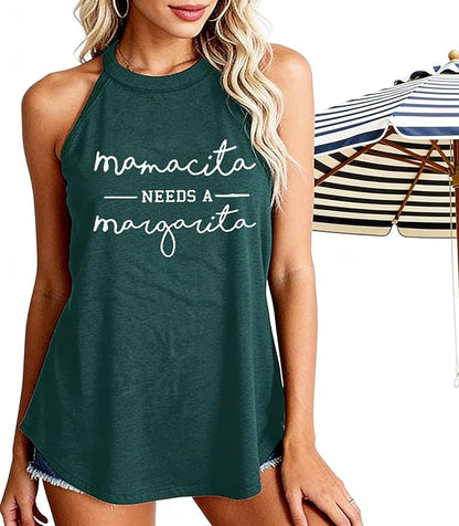 Mamacita Needs a Margarita Women Funny Shirts Workout Tops Graphic Beach Holiday Outfit Tees