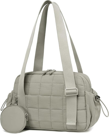 CAMTOP Mini Gym Bag for Women, Small Gym Tote Bag Puffy Quilted Sports Duffel Bag with Wet Compartment and Coin Purse Duffel Bags Dance Yoga Workout Bag for Gifts