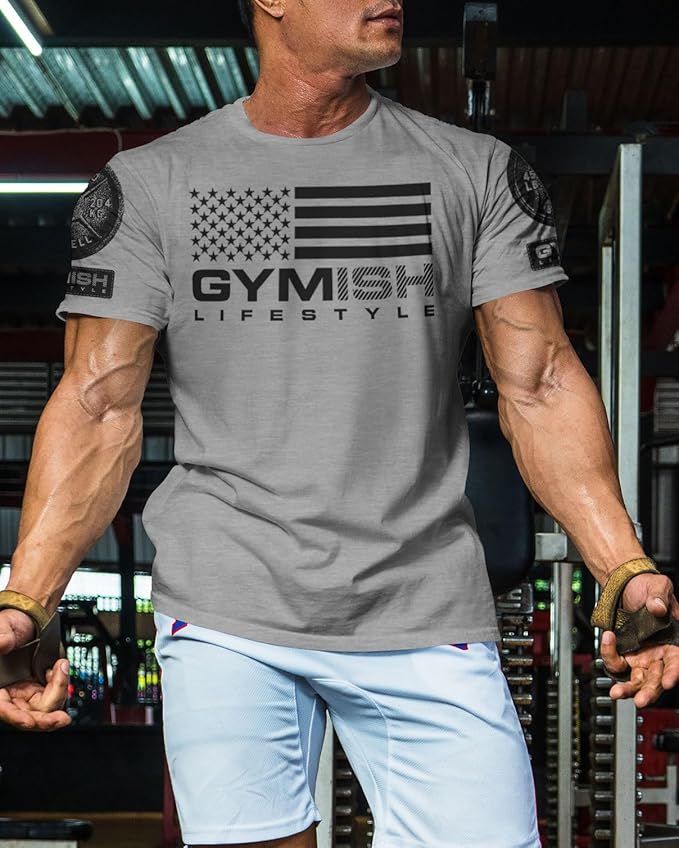 Gymish American Flag Graphic Fitness Tank, Sleeveless Bodybuilding Athletic Tank Top