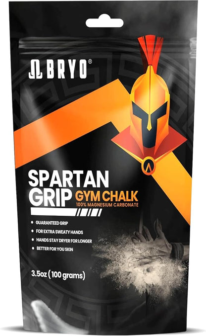 BRYO Spartan Grip Loose Chalk Bag Refill - 3.5oz - Premium Sports Chalk for Enhanced Grip - Ideal for Weightlifting, Climbing, Gymnastics, and More