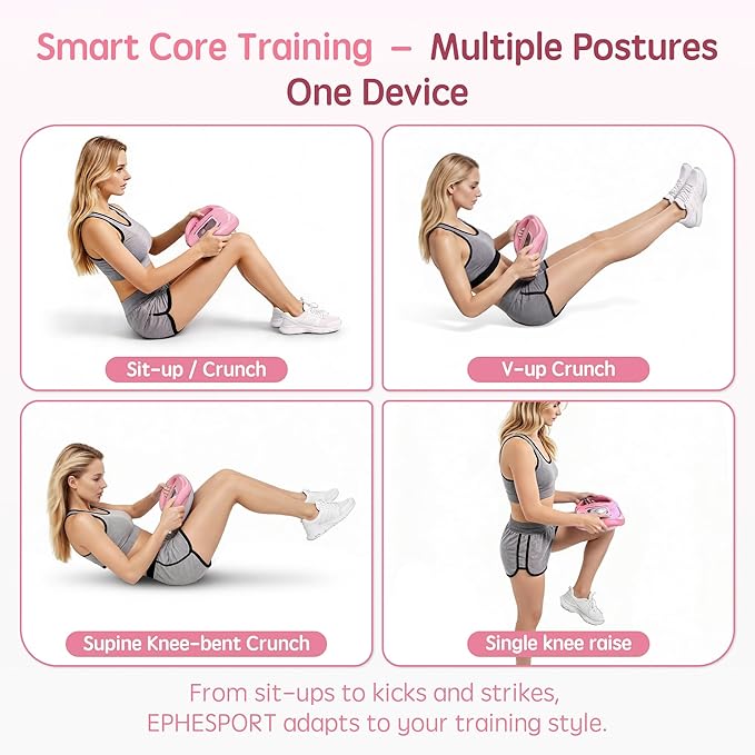 Smart Ab Trainer with Bluetooth Music & LED Counter – Core Workout Machine for Home Gym – Sit-Up Assistant Pad with Foam Cushion, 9 Modes & Speeds, Portable Fitness Equipment for Abs, Waist & Cardio