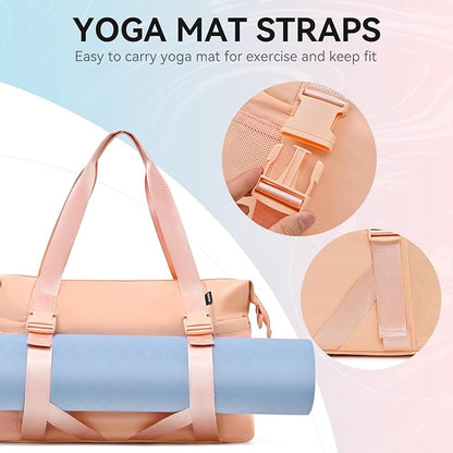 MAXTOP Women's Gym Yoga Duffle Bag with Shoe Pouch,Multi-Purpose Overnight Travel Bag for Gym,Work, Dance, Sports