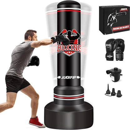 Heavy Punching Bag with Stand Adults Teens,70" Freestanding Boxing Bags Kicking Bag Heavy Bag with Boxing Gloves and Electric Air Pump, Kickboxing Training Equipment Bags Thai Fitness Karate