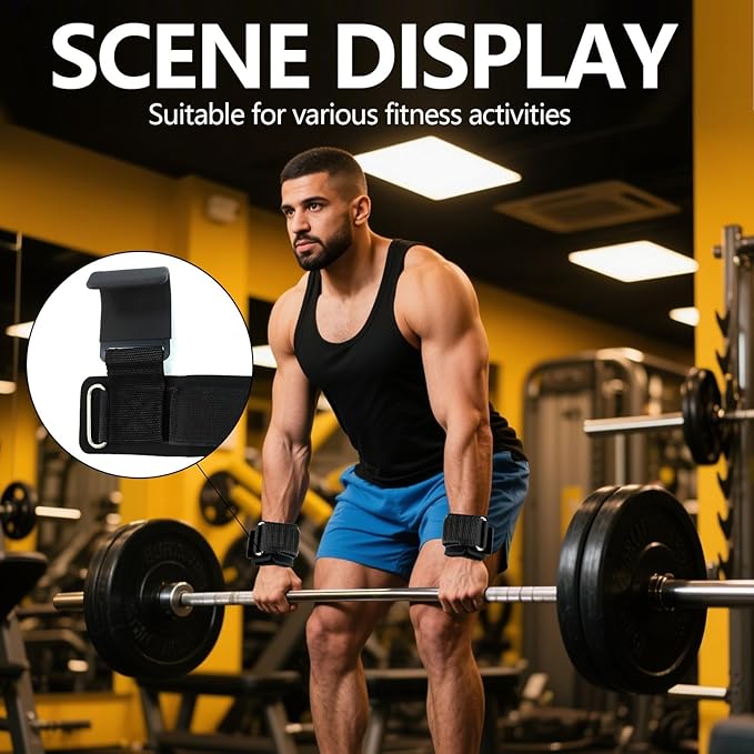 Weight Lifting Hooks Pair Wrist Supports Non-Slip for Gym Grips Pull Up Weight Lifting Grips Barbell Powerlifting Exercise Fitness 8mm Neoprene Padded