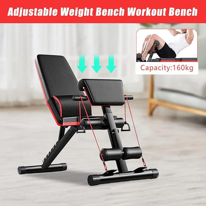 Basic Weight Bench for Home Gym 350lbs Adjustable Workout Benches with 7-position Heavy Duty Exercise Folding Strength Training Sit up Benches Incline Flat Decline Sit-Ups Full Body Workouts