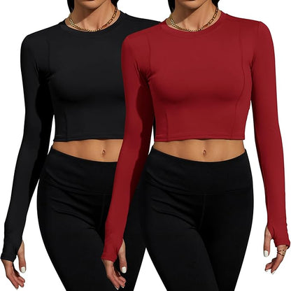 Loovoo Women Workout Shirts 1/2/3 Pack Athletic Compression Tee Dry Fit Yoga Gym Basic Tops