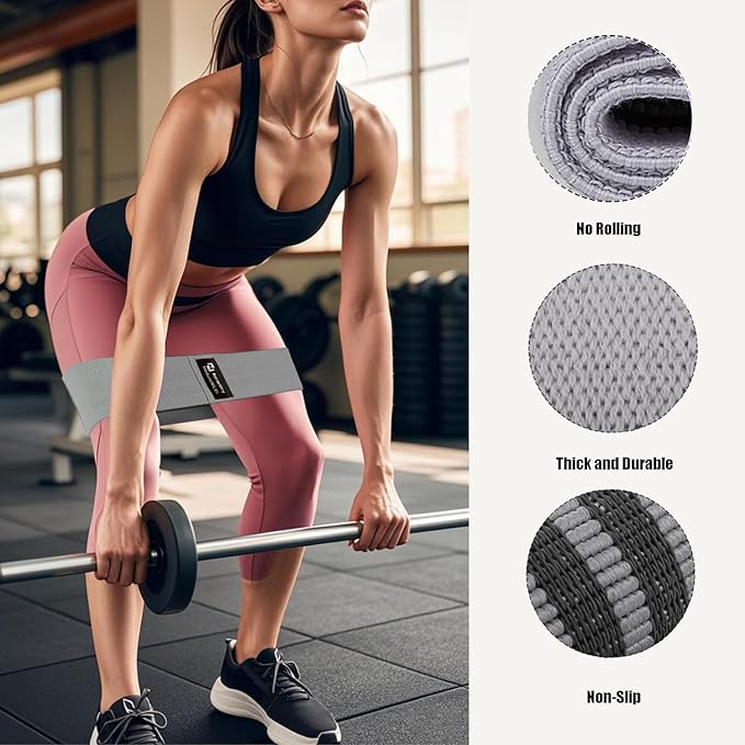 Hip Resistance Bands Set with Exercise Band, 3 Levels, Carry Bag and Guide, Multi-Colour