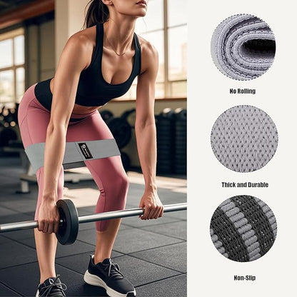 Hip Resistance Bands Set with Exercise Band, 3 Levels, Carry Bag and Guide, Multi-Colour