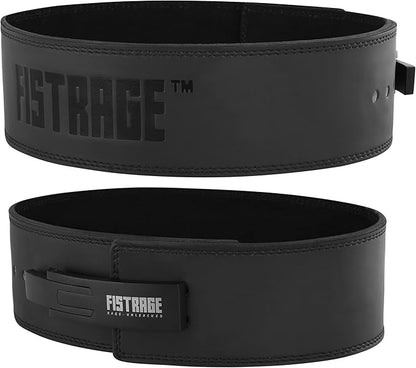 FISTRAGE Lever Buckle Weight Lifting Leather Black Belt Gym Back Support for Men & Women Training Fitness Exercise for Tough Workouts | Power Lifters | Supports Lumber Lower Back