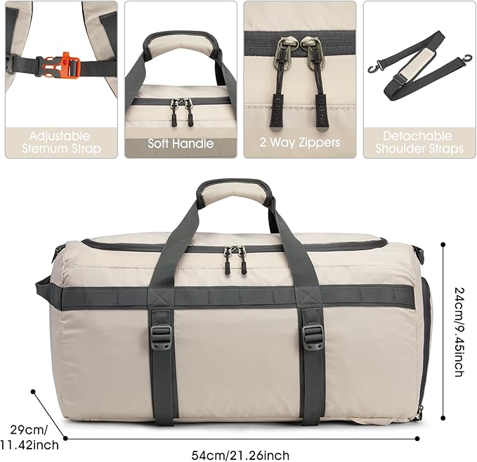 G4Free Gym Bag for Women Men 45L Duffle Backpack with Shoe Compartment Water Resistant Travel Weekender Bag